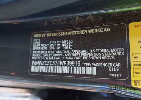 2014 Mini Countryman Cooper S из США, поврежденный, VIN WMWZC5C57EWP39919